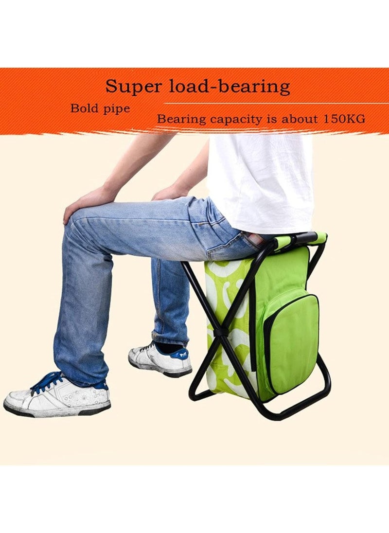 Portable Camping Chair, Back Rest and Cooler Bag,Lightweight Portable Outdoor Chair for Fishing Garden Hiking Backpacking Travel Outside Seat