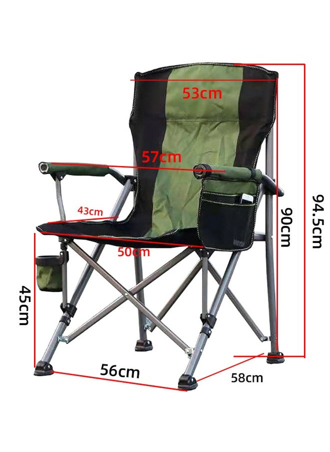 Outdoor Camping Portable Folding Chair with Backrest, Cup Holder and Storage Pocket – Lightweight, Strong, Waterproof with Carrying Case