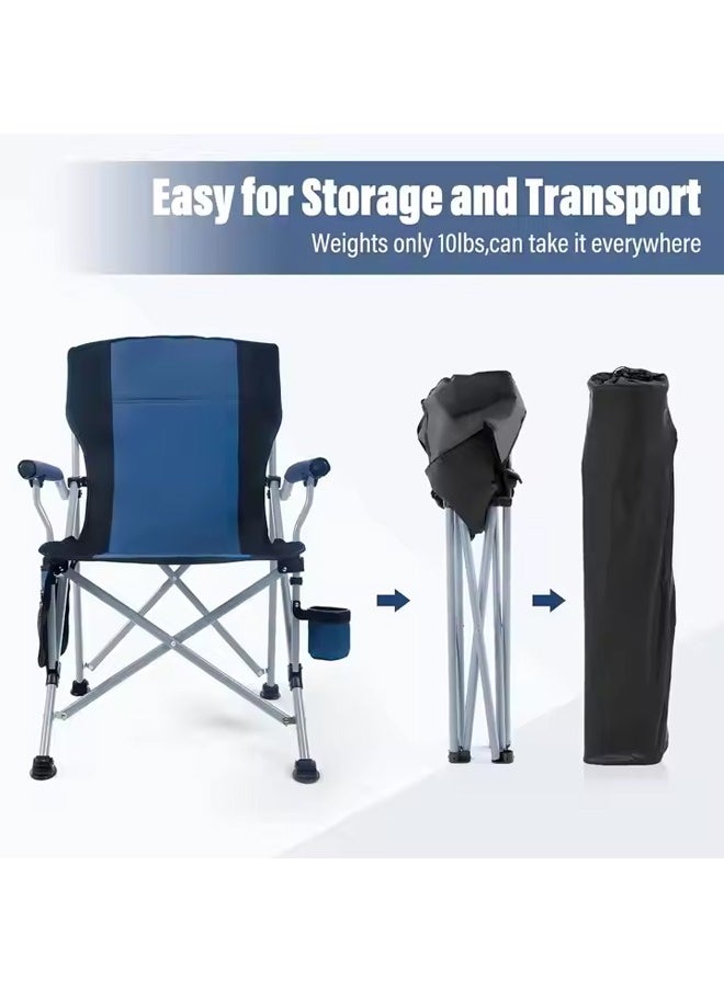 Outdoor Camping Portable Folding Chair with Backrest, Cup Holder and Storage Pocket – Lightweight, Strong, Waterproof with Carrying Case