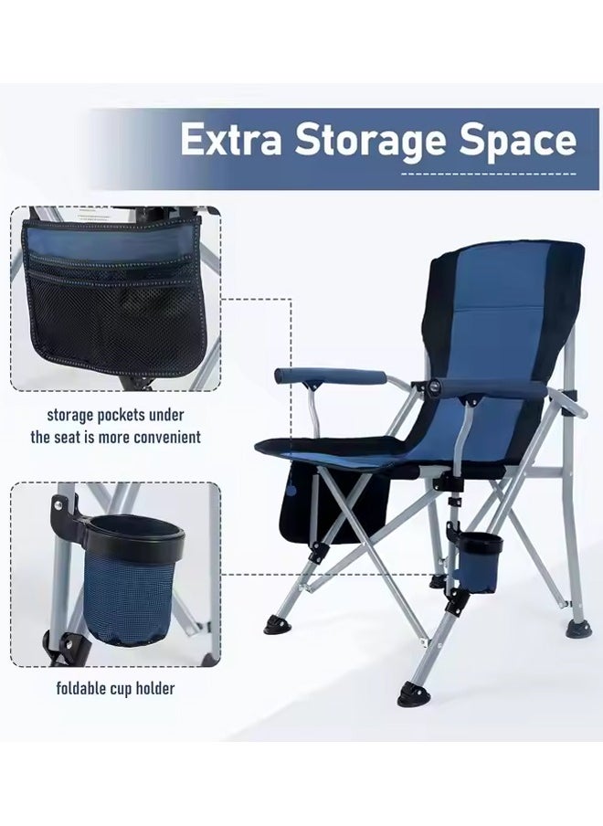 Outdoor Camping Portable Folding Chair with Backrest, Cup Holder and Storage Pocket – Lightweight, Strong, Waterproof with Carrying Case