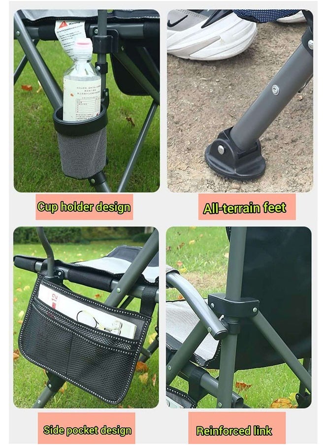 Outdoor Camping Portable Folding Chair with Backrest, Cup Holder and Storage Pocket – Lightweight, Strong, Waterproof with Carrying Case