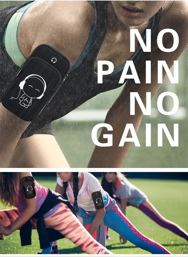 Phone Armband Holder Wrist Bag Multi-Colors Durable Waterproof For Running,Exercise ,Biking,Hiking, Fishing ,Camping For Women Men-Black