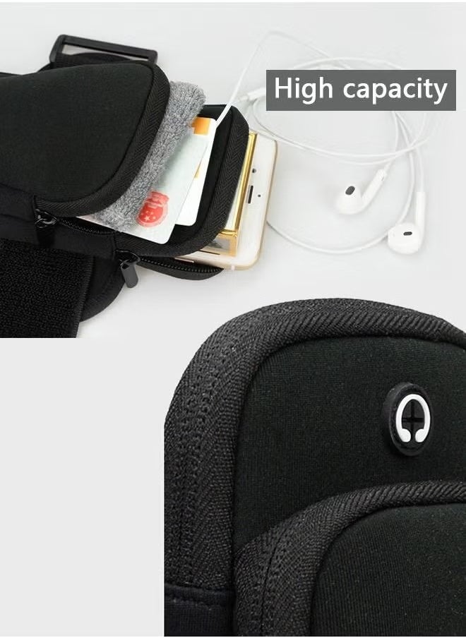 Phone Armband Holder Wrist Bag Multi-Colors Durable Waterproof For Running,Exercise ,Biking,Hiking, Fishing ,Camping For Women Men-Black