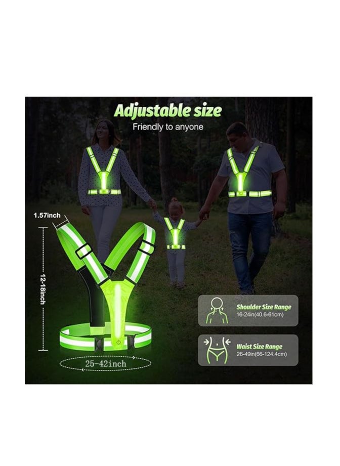 LED Reflective Running Vest - light up Running vest with 3 Light Mode, Reflective Vest u0026 Running Lights for Runners, Rechargeable Night Running Gear - Reflective Belt Safety Vest for Women Men