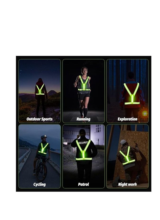 LED Reflective Running Vest - light up Running vest with 3 Light Mode, Reflective Vest u0026 Running Lights for Runners, Rechargeable Night Running Gear - Reflective Belt Safety Vest for Women Men