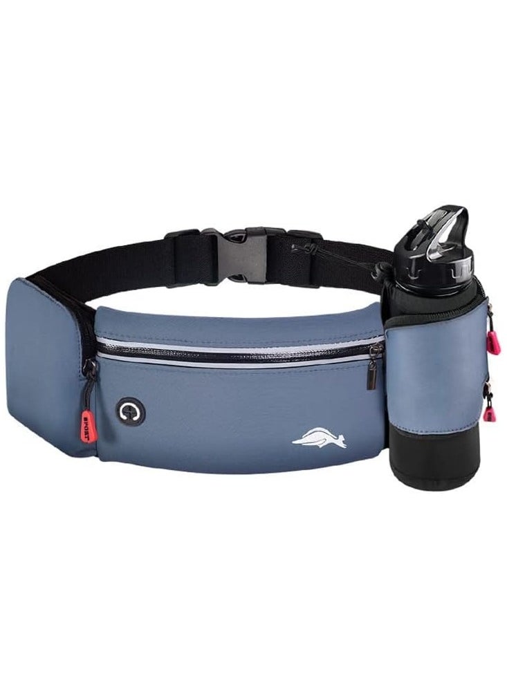Running Belt Bag, Running Belt Bag with Foldable Water Bottle Holder, Running Phone Holder for Women and Men, Water Resistant and Non Bouncing, Perfect for Running, Cycling and Walking