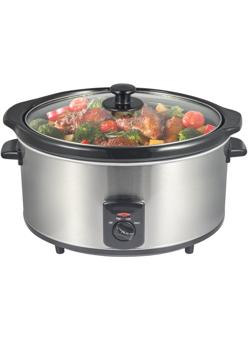 Slowcooker - 6 Liters - With Removable Ceramic Inner Pan - PFAS Free - 320W - Keep Warm Function - Stainless Steel SLC1013