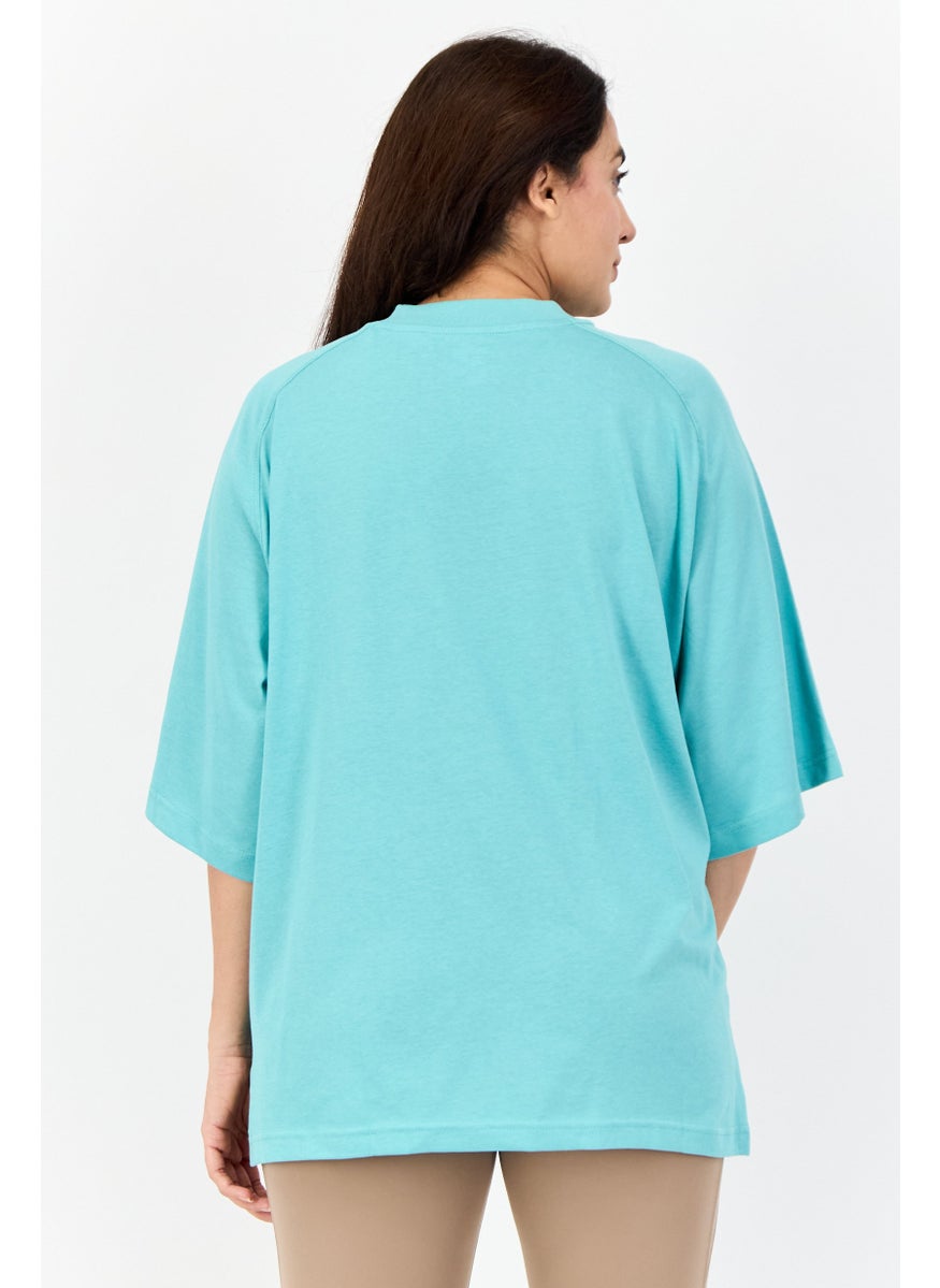 Women Sportswear Fit Short Sleeves Training Top, Sea Green