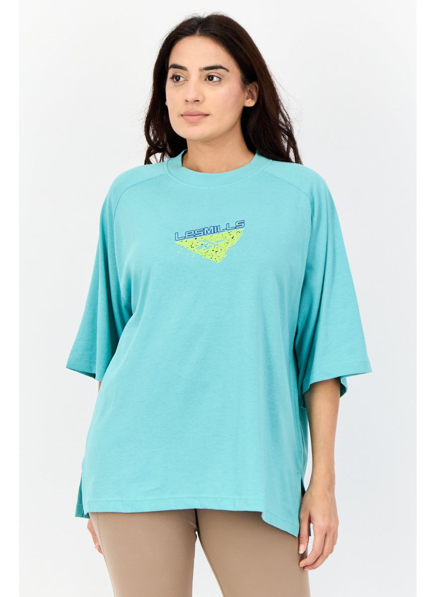 Women Sportswear Fit Short Sleeves Training Top, Sea Green