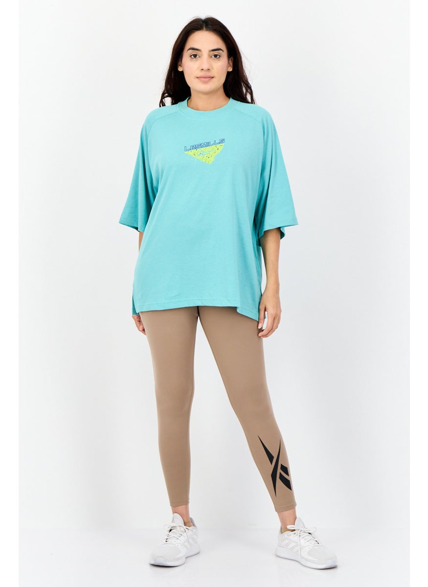 Women Sportswear Fit Short Sleeves Training Top, Sea Green