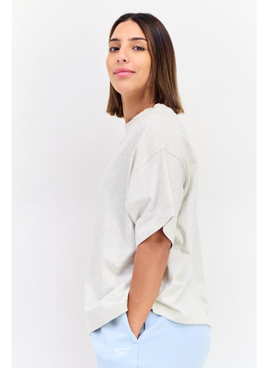 Women Sportswear Fit Short Sleeves Outdoor T-Shirt, Beige