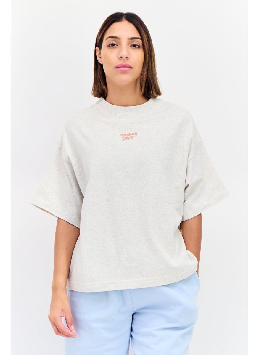 Women Sportswear Fit Short Sleeves Outdoor T-Shirt, Beige