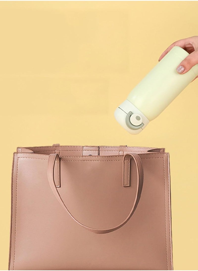 Mini Water Bottle,Thermal Cup With Snap Flip Lid Leak Proof,Cute Insulated Stainless Steel Bottle For Hot u0026 Cold Drink,BPA Free,Perfect for Coffee,beverage,Water,Tea (Green, 350ml)