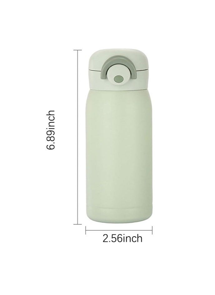 Mini Water Bottle,Thermal Cup With Snap Flip Lid Leak Proof,Cute Insulated Stainless Steel Bottle For Hot u0026 Cold Drink,BPA Free,Perfect for Coffee,beverage,Water,Tea (Green, 350ml)