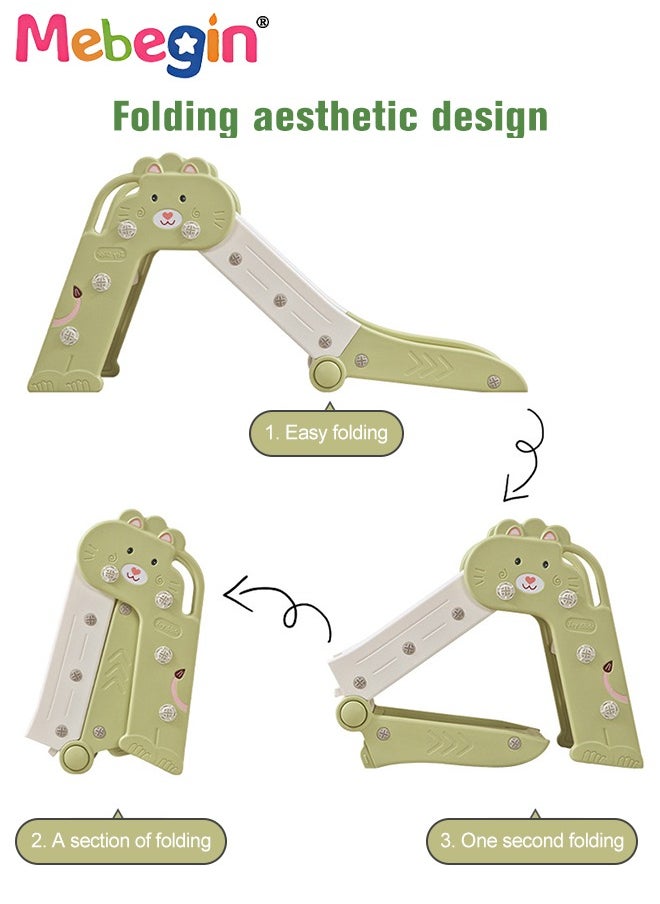 Folding Slide with Adorable Appearance, Freestanding Climber Playset, Durable Sturdy Slide with Three-stage Slide Design, Solid Base, Smooth Edges and Corners, Indoor and Outdoor Use, Ideal Gifts fo