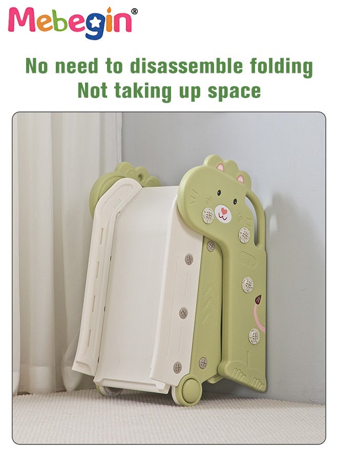 Folding Slide with Adorable Appearance, Freestanding Climber Playset, Durable Sturdy Slide with Three-stage Slide Design, Solid Base, Smooth Edges and Corners, Indoor and Outdoor Use, Ideal Gifts fo