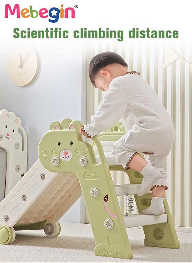 Folding Slide with Adorable Appearance, Freestanding Climber Playset, Durable Sturdy Slide with Three-stage Slide Design, Solid Base, Smooth Edges and Corners, Indoor and Outdoor Use, Ideal Gifts fo