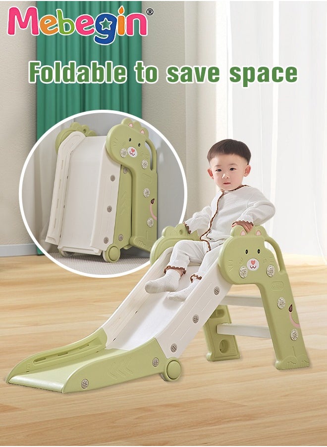 Folding Slide with Adorable Appearance, Freestanding Climber Playset, Durable Sturdy Slide with Three-stage Slide Design, Solid Base, Smooth Edges and Corners, Indoor and Outdoor Use, Ideal Gifts fo