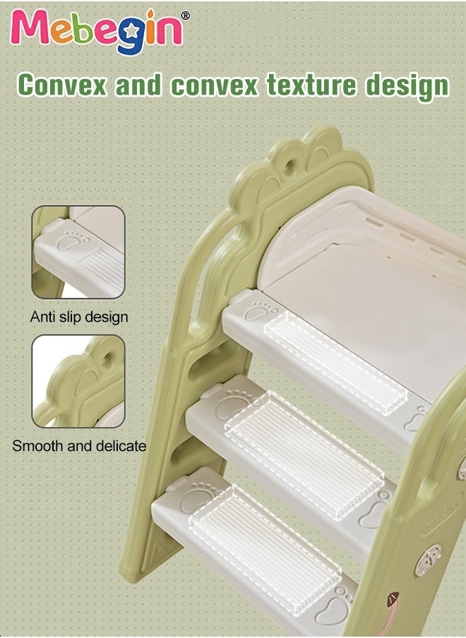 Folding Slide with Adorable Appearance, Freestanding Climber Playset, Durable Sturdy Slide with Three-stage Slide Design, Solid Base, Smooth Edges and Corners, Indoor and Outdoor Use, Ideal Gifts fo