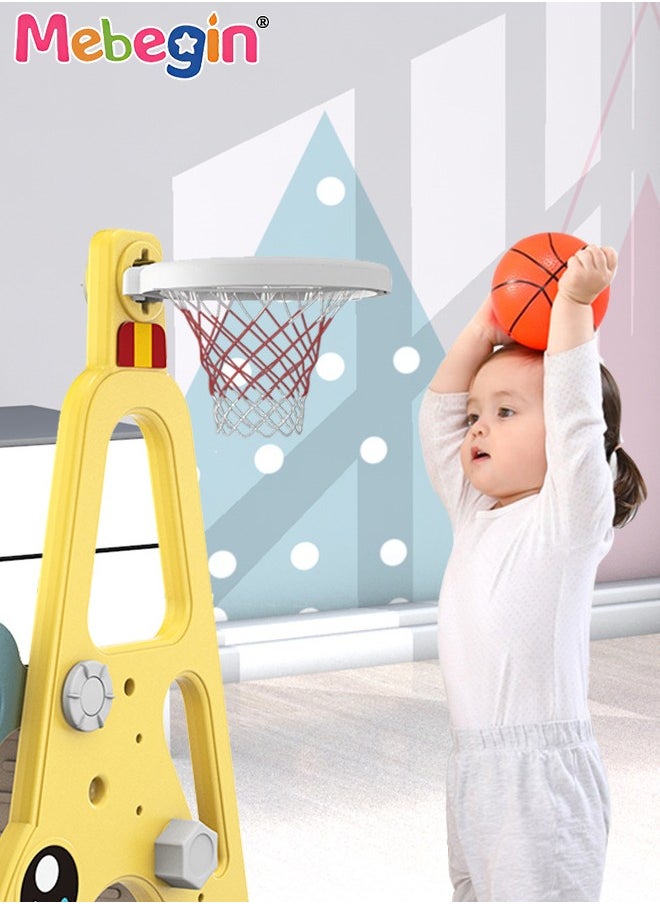7 in 1 Slide and Swing Set with Basketball Hoop, Golf, Soccer and Ring Toss Games, Baby Slide Playset, Large Indoor and Outdoor Climber Playsets, Complete Playground Set, Constructed from High-quali