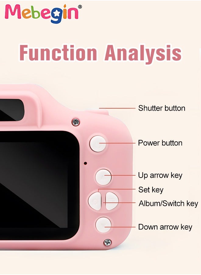 Kids Toy Camera, 1080P HD Toddler Digital Video Camera with 32G SD Card and Lanyard, Portable HD 13 Million Pixels Selfie Camera with Timing Shooting Function, Ideal Gift for Kids