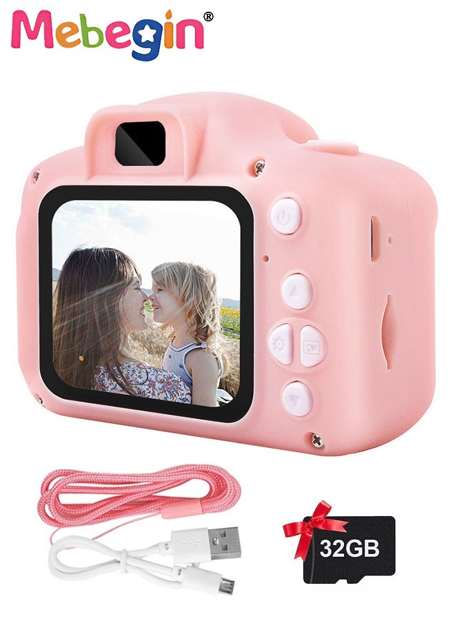 Kids Toy Camera, 1080P HD Toddler Digital Video Camera with 32G SD Card and Lanyard, Portable HD 13 Million Pixels Selfie Camera with Timing Shooting Function, Ideal Gift for Kids