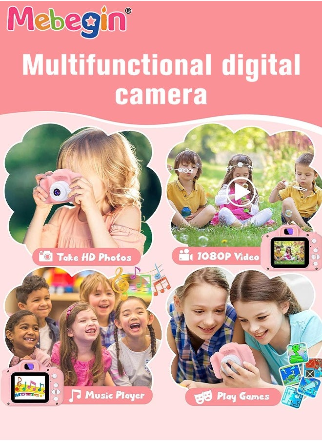 Kids Toy Camera, 1080P HD Toddler Digital Video Camera with 32G SD Card and Lanyard, Portable HD 13 Million Pixels Selfie Camera with Timing Shooting Function, Ideal Gift for Kids