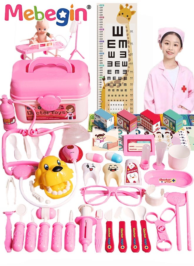 65 Pieces Kids Doctor Kit Pretend Play Toys with Working Stethoscope and Coat Carry Case,Medical Role Play Educational Toy,Doctor Playset for Boys Girls Ages 3+