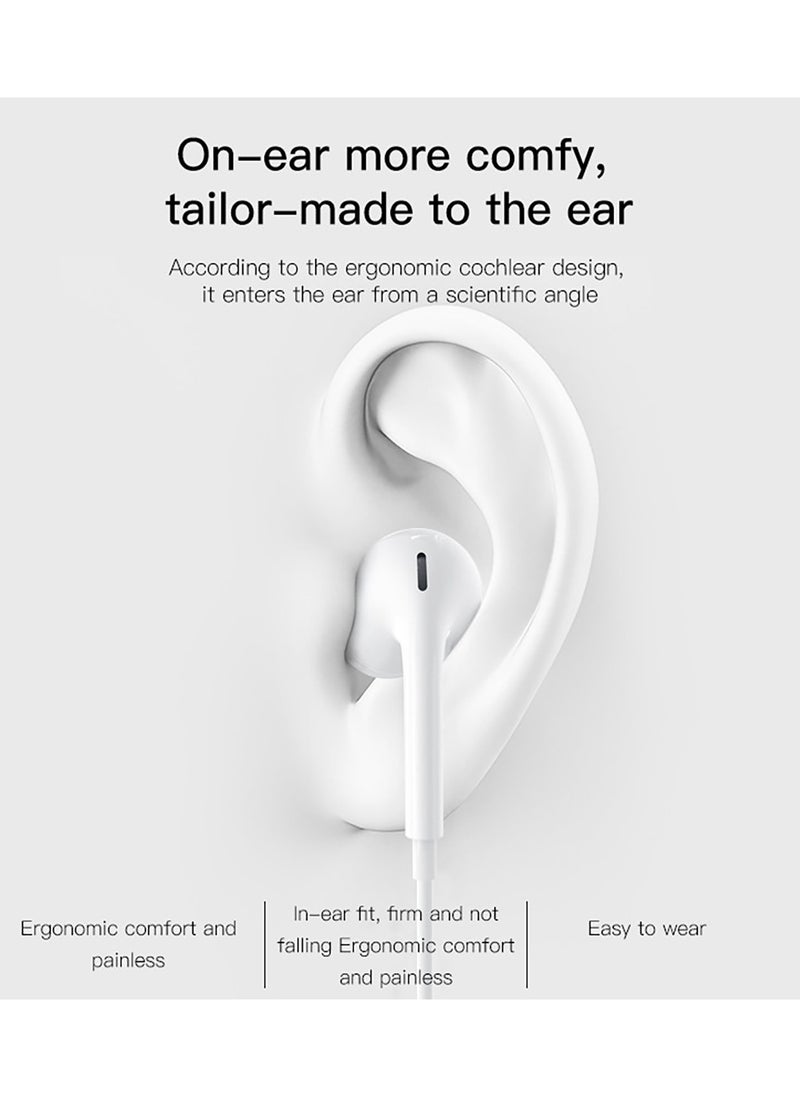 YH38 Earphone For Phone High Quality Sound Earphones With Microphone Wired Headset Type-C Earbuds White