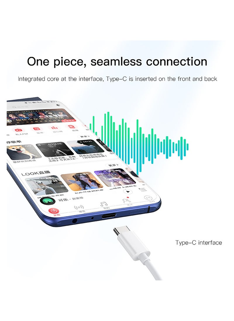 YH38 Earphone For Phone High Quality Sound Earphones With Microphone Wired Headset Type-C Earbuds White