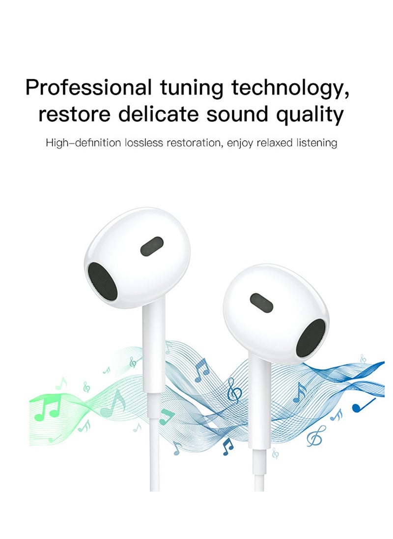 YH38 Earphone For Phone High Quality Sound Earphones With Microphone Wired Headset Type-C Earbuds White