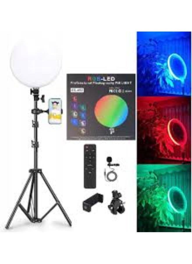 RGB-LED GS-450 Professional Photography Fill Light | 26CM RGB Dimmable Ring Light with Remote Control, Adjustable Brightness & Color Modes, Ideal for Makeup, Live Streaming & Video Recording