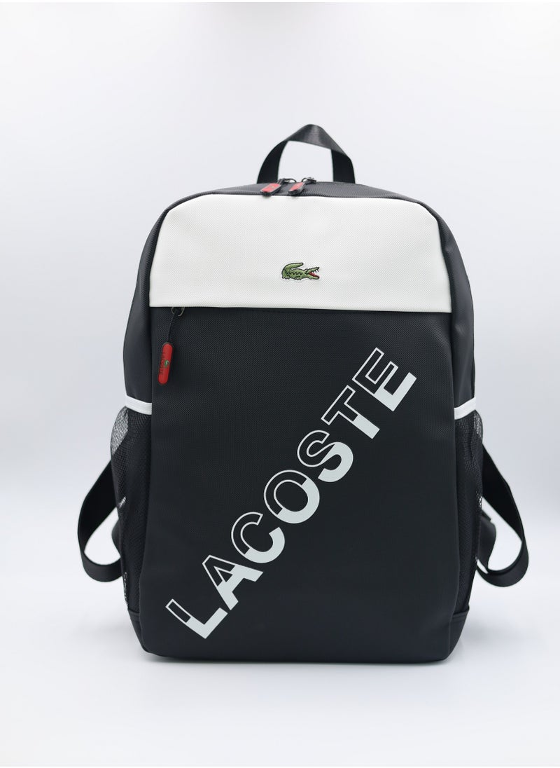 Lacoste Black and white color block backpack