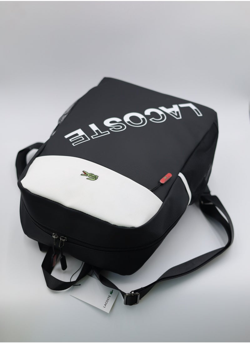 Lacoste Black and white color block backpack