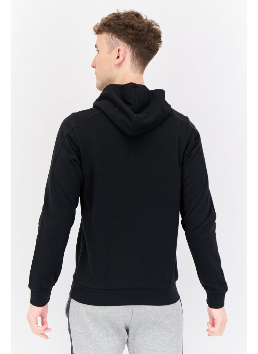 Men Sportswear Fit Long Sleeves Outdoor Hoodies, Black/Orange