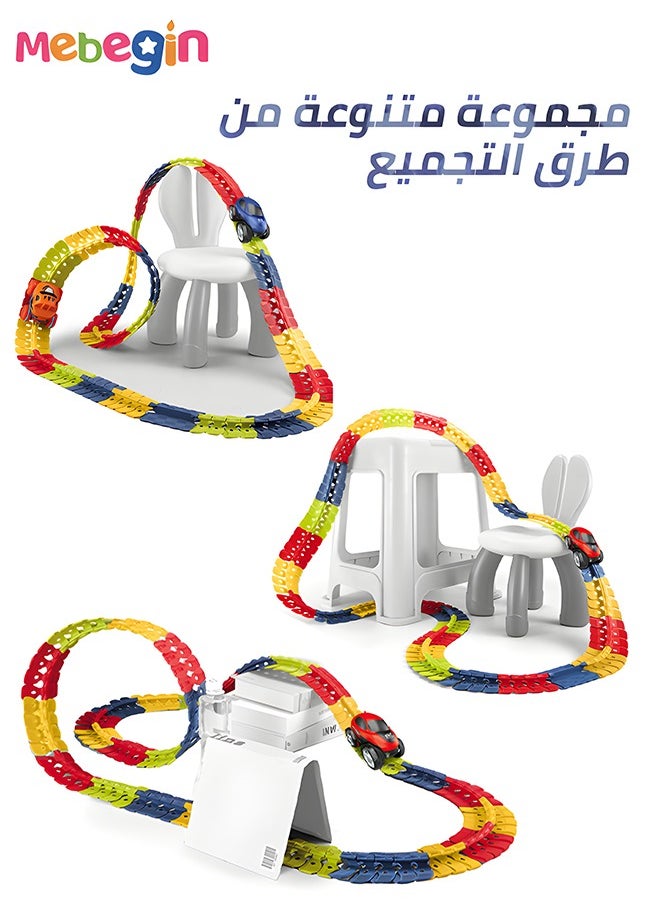 145 Pieces Race Track Toys for Kids Boys Flexible Changeable Magic Car Tracks Playset Birthday Gifts Vehicle Toys