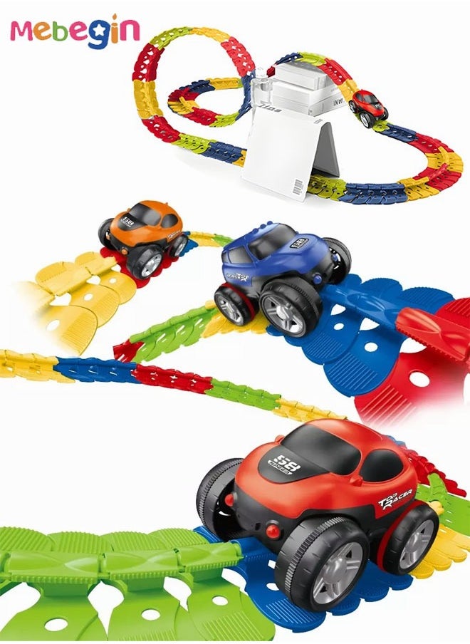 145 Pieces Race Track Toys for Kids Boys Flexible Changeable Magic Car Tracks Playset Birthday Gifts Vehicle Toys