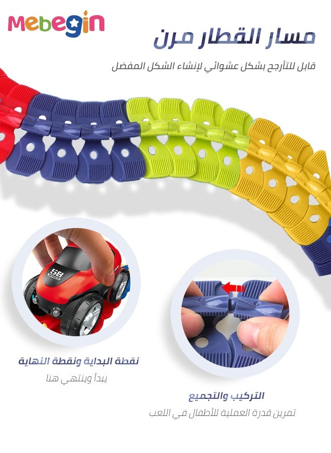 145 Pieces Race Track Toys for Kids Boys Flexible Changeable Magic Car Tracks Playset Birthday Gifts Vehicle Toys