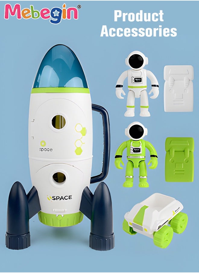 6 Pieces Space Rocket Toys Set, Adventure Spaceship Shuttle Toy with 2 Astronaut Figure, 2 Bags, 1 Car and 1 Rocket, Rocket Ship Toys, Creative Rocketship Space Toys, Ideal Gift for Kids Aged 3+, 2