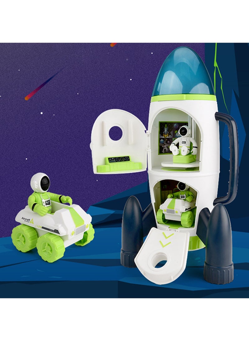6 Pieces Space Rocket Toys Set, Adventure Spaceship Shuttle Toy with 2 Astronaut Figure, 2 Bags, 1 Car and 1 Rocket, Rocket Ship Toys, Creative Rocketship Space Toys, Ideal Gift for Kids Aged 3+, 2