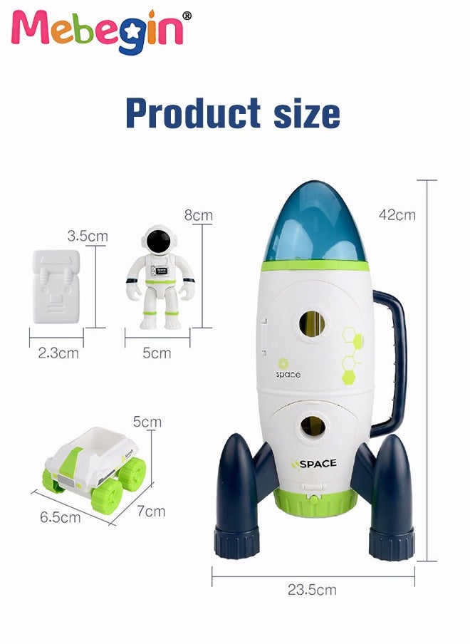 6 Pieces Space Rocket Toys Set, Adventure Spaceship Shuttle Toy with 2 Astronaut Figure, 2 Bags, 1 Car and 1 Rocket, Rocket Ship Toys, Creative Rocketship Space Toys, Ideal Gift for Kids Aged 3+, 2