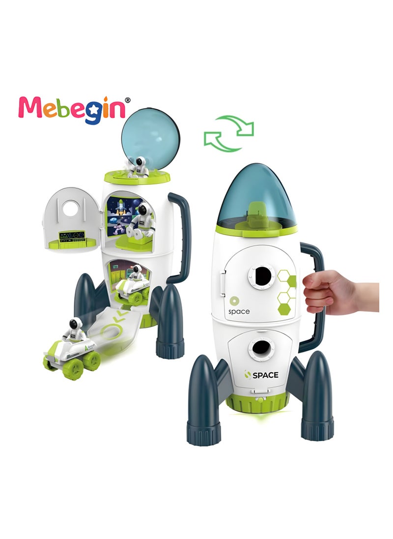 6 Pieces Space Rocket Toys Set, Adventure Spaceship Shuttle Toy with 2 Astronaut Figure, 2 Bags, 1 Car and 1 Rocket, Rocket Ship Toys, Creative Rocketship Space Toys, Ideal Gift for Kids Aged 3+, 2