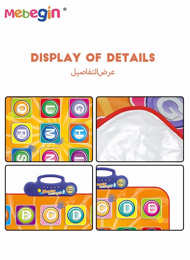 Alphabet Learning Dance Playmat, Education Dancing Pad with Adjustable Built-in Music, Slip and Safe Play Mat Toy, Great for Developing Kid's Musical Interest, Hands-on Ability and Imagination Capac