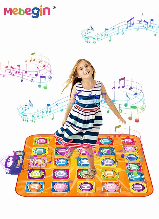 Alphabet Learning Dance Playmat, Education Dancing Pad with Adjustable Built-in Music, Slip and Safe Play Mat Toy, Great for Developing Kid's Musical Interest, Hands-on Ability and Imagination Capac
