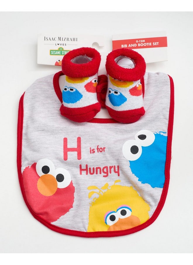 Sesame Street Elmo & Cookie Monster Bib and Booties Set - Adorable Baby Gift for Newborns and Infants (0-12M)