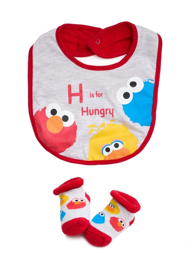 Sesame Street Elmo & Cookie Monster Bib and Booties Set - Adorable Baby Gift for Newborns and Infants (0-12M)