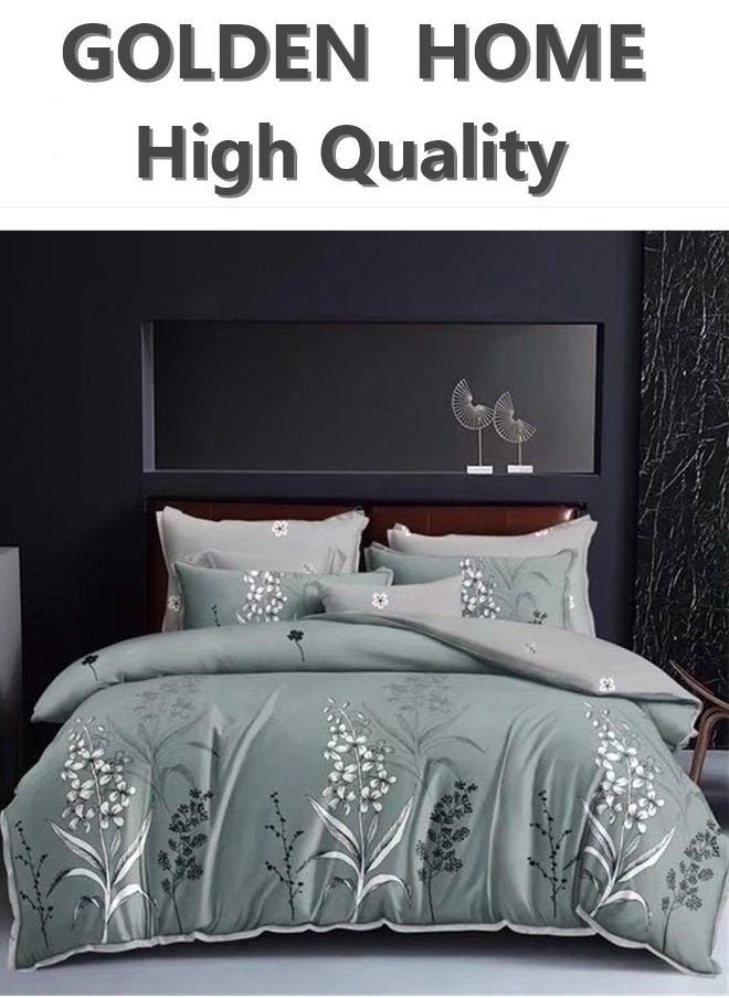 6 Piece King/Queen/Single size,  duvet cover set. set includes 1 Comforter Cover, 1 Fitted Bedsheet, 4 Pillow Shams