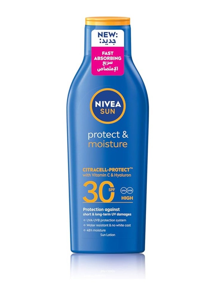 NIVEA SUN Lotion, UVA & UVB Protection, Protect & Moisture, SPF 30, 200ml