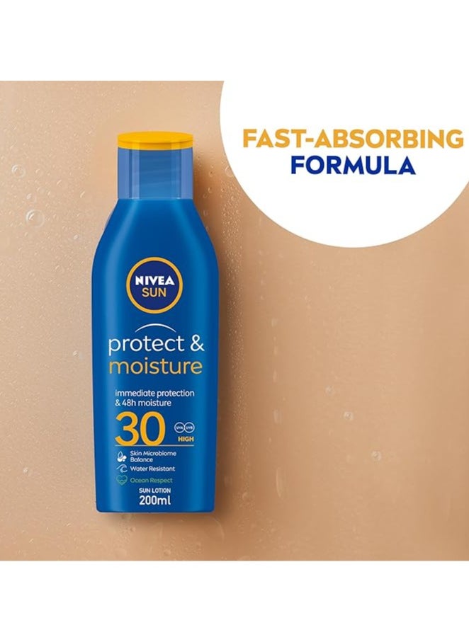 NIVEA SUN Lotion, UVA & UVB Protection, Protect & Moisture, SPF 30, 200ml