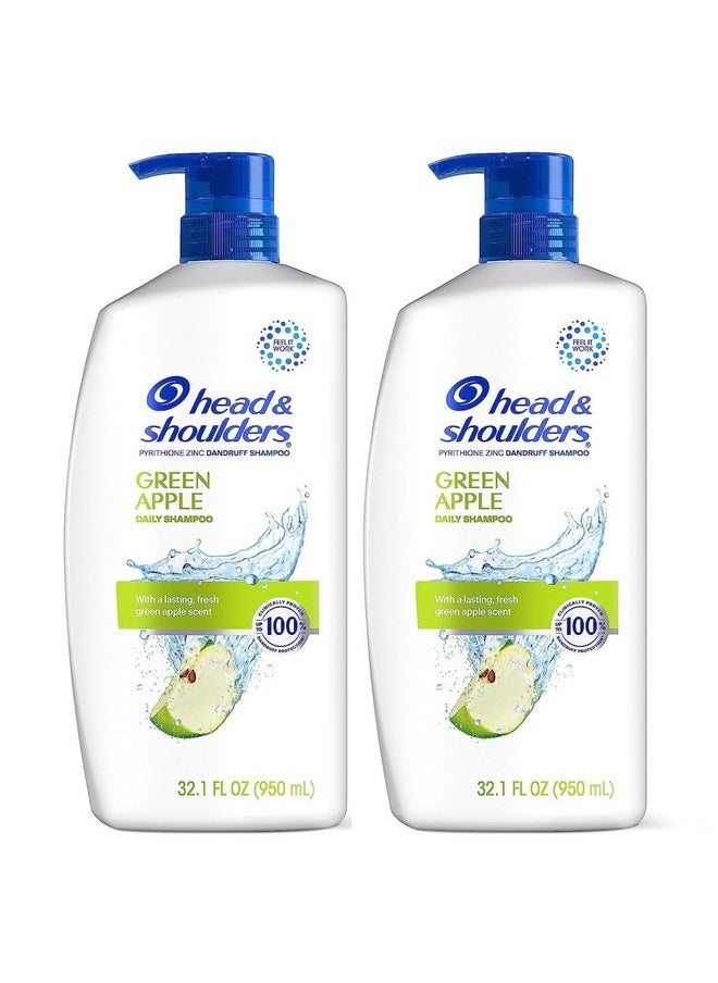 Head & Shoulders Dandruff Shampoo, Clinically Proven Anti Dandruff & Scalp Care Treatment, Fresh Green Apple Scent, Paraben-Free, 32.1 Fl Oz Each, 2 Pack
